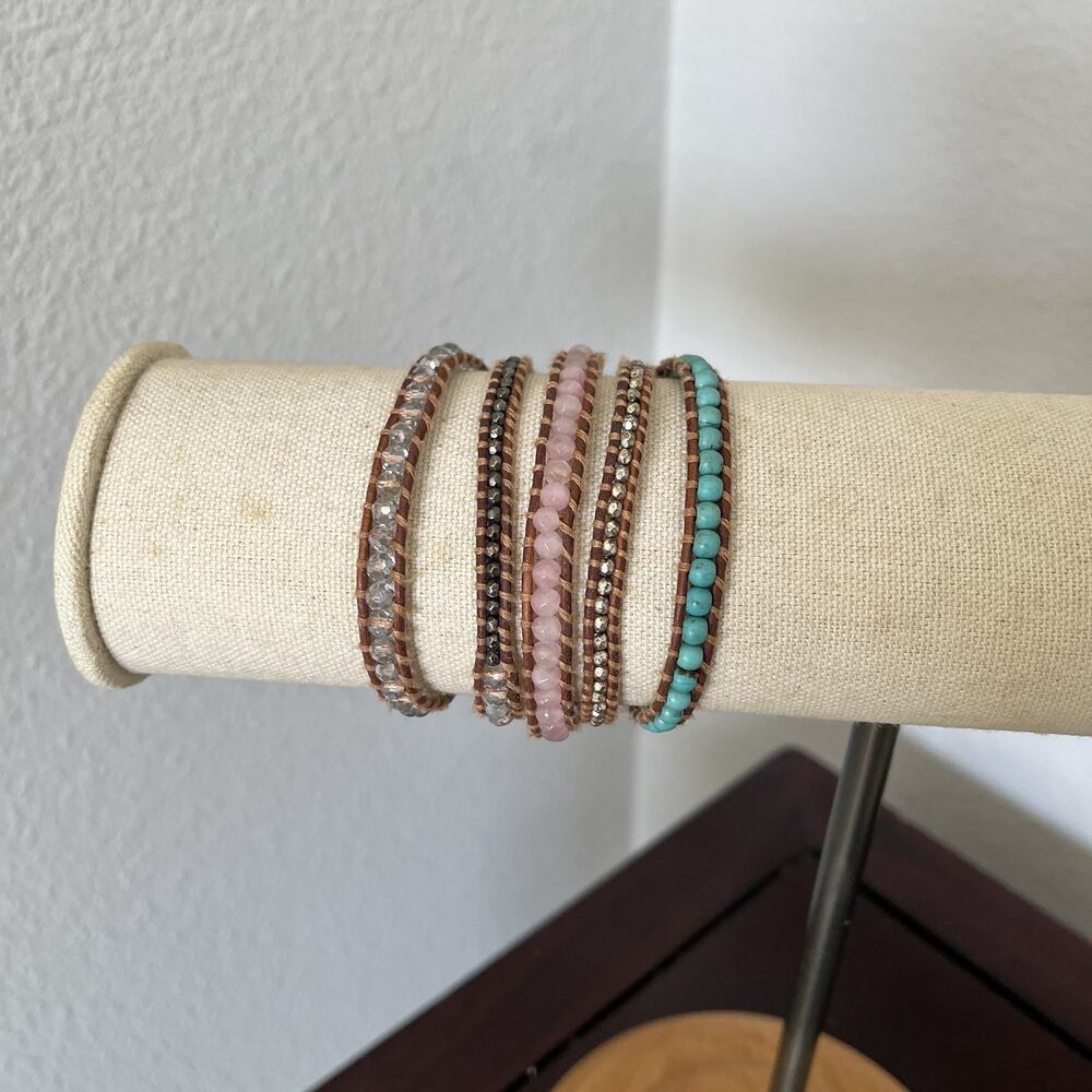Lizou wrap bracelet natural stone, metal and glass beaded, boho, chic, gypsy.